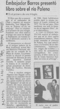 Embajador Barros presentó libro sobre el río Palena