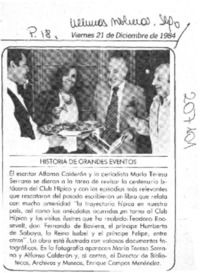 Historia de grandes eventos  [artículo].