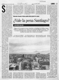 Vale la pena Santiago?  [artículo] Julio Pinto Vallejos.