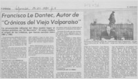 Francisco Le Dantec, autor de "Crónicas del viejo Valparaíso"