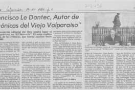 Francisco Le Dantec, autor de "Crónicas del viejo Valparaíso"