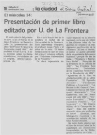 Presentación de primer libro editado por U. de La Frontera