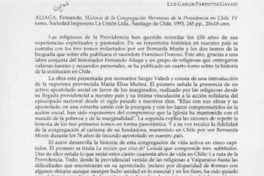 Historia de la Congregación Hermanas de la Providencia en Chile  [artículo] Marciano Barrios Valdés.