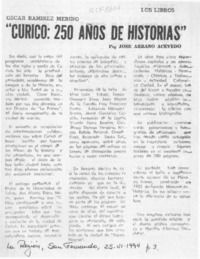 "Curicó, 250 años de historias"  [artículo] José Arraño Acevedo.