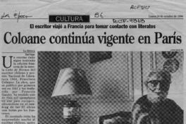 Coloane continúa vigente en París  [artículo].