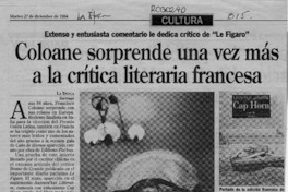 Coloane sorprende una vez más a la crítica francesa  [artículo].