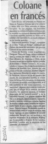 Coloane en francés  [artículo] Piotr G.