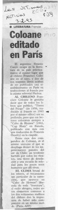 Coloane editado en París  [artículo].