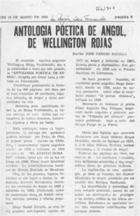 Antología poética de Angol, de Wellington Rojas  [artículo] José Vargas Badilla.