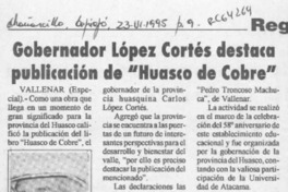 Gobernador López Cortés destaca publicación de "Huasco de cobre"  [artículo].