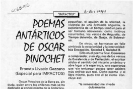 Poemas antárticos de Oscar Pinochet  [artículo] Ernesto Livacic Gazzano.