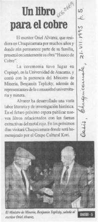 Un Libro para el cobre  [artículo].