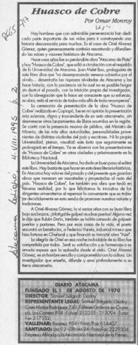 Huasco de cobre  [artículo] Omar Monroy.