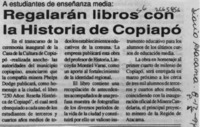 Regalarán libros con la historia de Copiapó  [artículo].