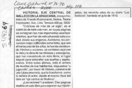 Victoria, eje central de Malleco en la Araucanía  [artículo]