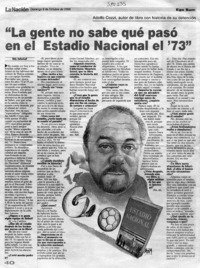 "La gente no sabe qué pasó en el Estadio Nacional el '73"  [artículo] Willy Haltenhoff