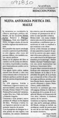 Nueva antología poética del Maule  [artículo] José Vargas Badilla