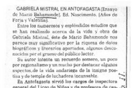 Gabriela Mistral en Antofagasta.  [artículo]