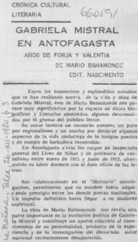 Gabriela Mistral en Antofagasta.