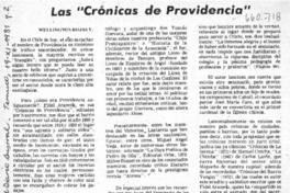 Las "Crónicas de Providencia"  [artículo] Wellington Rojas V.