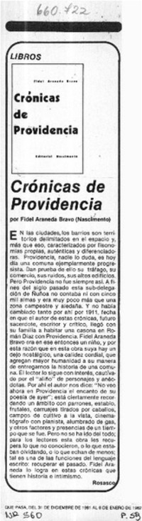 Crónicas de Providencia  [artículo] Rosasco.