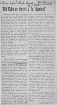 Del cabo de hornos a la eternidad"  [artículo] Osvaldo Wegmann H.