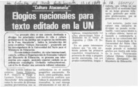 Elogios nacionales para texto editado en la UN.  [artículo]