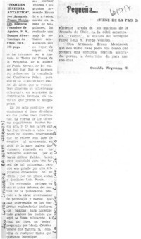 Pequeña historia antártica"  [artículo] Osvaldo Wehmann H.