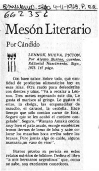 Mesón literario  [artículo] Cándido.