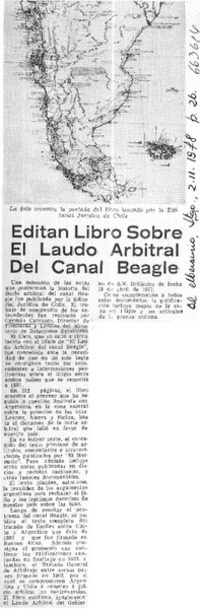 Editan libro sobre el laudo arbitral del Canal Beagle.  [artículo]