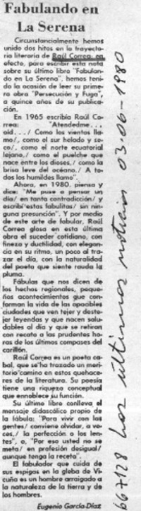 Fabulando en La Serena  [artículo] Eugenio García-Díaz.