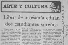 Libro de artesanía editan dos estudiantes sureños.  [artículo]