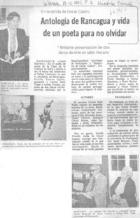 Antología de Rancagua y vida de un poeta para no olvidar