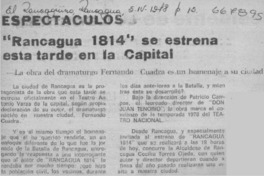 Rancagua 1814" se estrena esta tarde en la capital.  [artículo]