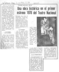 Una Obra histórica en el primer estreno 1978 del Teatro Nacional.
