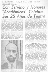 Con estreno y honores "Académicos" celebra sus 25 años de teatro.