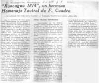 "Rancagua 1814", un hermoso homenaje teatral de F. Cuadra