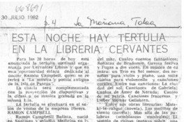 Esta noche hay tertulia en la librería Cervantes.