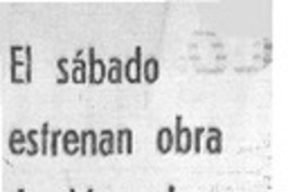 El Sábado estrenan obra de Manuel Durán Díaz.