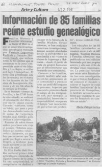 Información de 85 familias reúne estudio genealógico