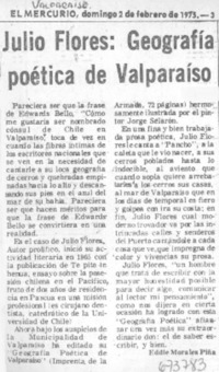 Julio Flores, geografía poética de Valparaíso