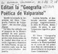Editan la "Geografía poética de Valparaíso".