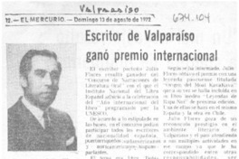Escritor de Valparaíso ganó premio internacional.
