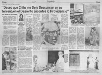 Deseo que Chile me deje descansar en su terreno, en el desierto encontré la providencia"