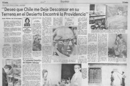 Deseo que Chile me deje descansar en su terreno, en el desierto encontré la providencia"