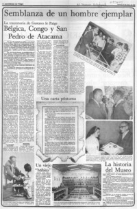 Bélgica, Congo y San Pedro de Atacama.