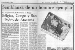 Bélgica, Congo y San Pedro de Atacama.