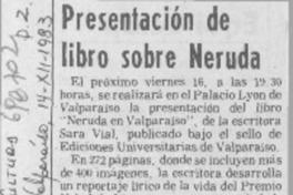 Presentación de libro sobre Neruda.