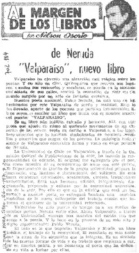 De Neruda "Valparaíso", nuevo libro.