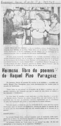 Hermoso libro de poemas de Raquel Pino Parraguez.